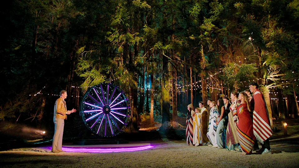 Battle Camp Wheel of Misfortune forest sequence lit at night