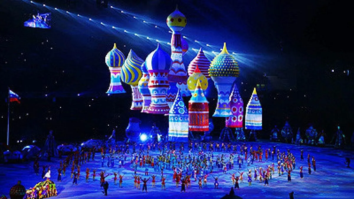 Sochi 2014 Olympic Winter Games Opening Ceremony stadium lighting and scenic performance